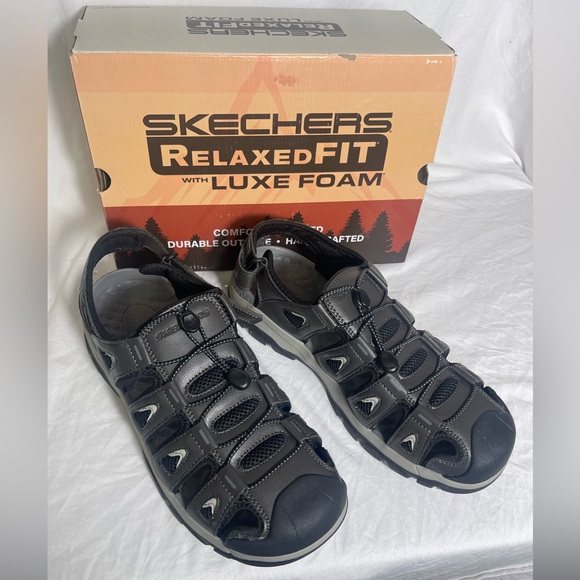 New Size 12 Sketchers Relaxed Fit Tresmen men’s grey‎ Outdoor Sandals 204111 - Picture 1 of 5